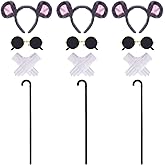 12 Pcs Mouse Costume Accessories Set Mouse Ears Headband Sunglasses Blind Cane White Gloves for Halloween Adult Women Costume