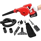 Mini Leaf Blower Red,2-in-1 Cordless Small Blower with 4.0Ah Battery and Charger,21v Blower for Inflating,Blowing Leaf,Clearing Dust & Small Trash,Car by SHINTYOOL