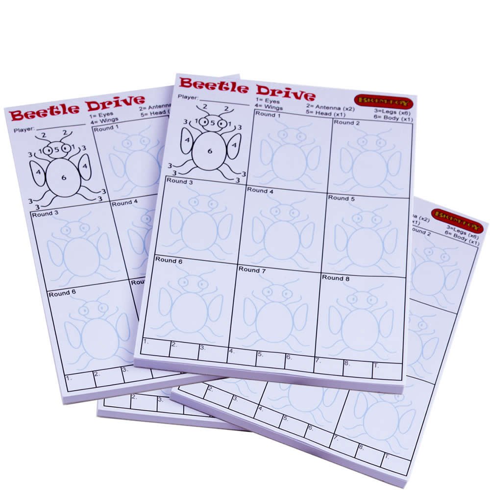 Brimtoy replacement score pads for Beetle Drive game x 4 pads (200 sheets) - ideal for fund raising/charity events