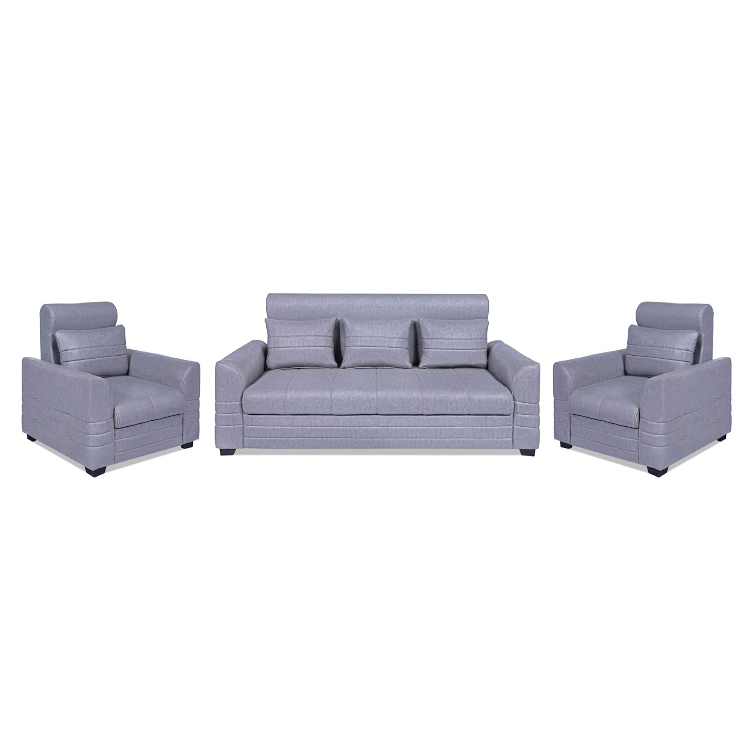 Rakkahf Enterprises Beautiful Living Room Office Hotel 3 1 1 High Back Sofa Set Grey Colour Amazon In Home Kitchen