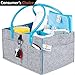 Baby Diaper Caddy Organizer - Nursery Storage Bin for All Essentials | Grey & Blue, Boy Girl Unisex Color | Must-haves Registry Shower Gift | Portable Light & Sturdy Felt | Waterproof Changing Pad