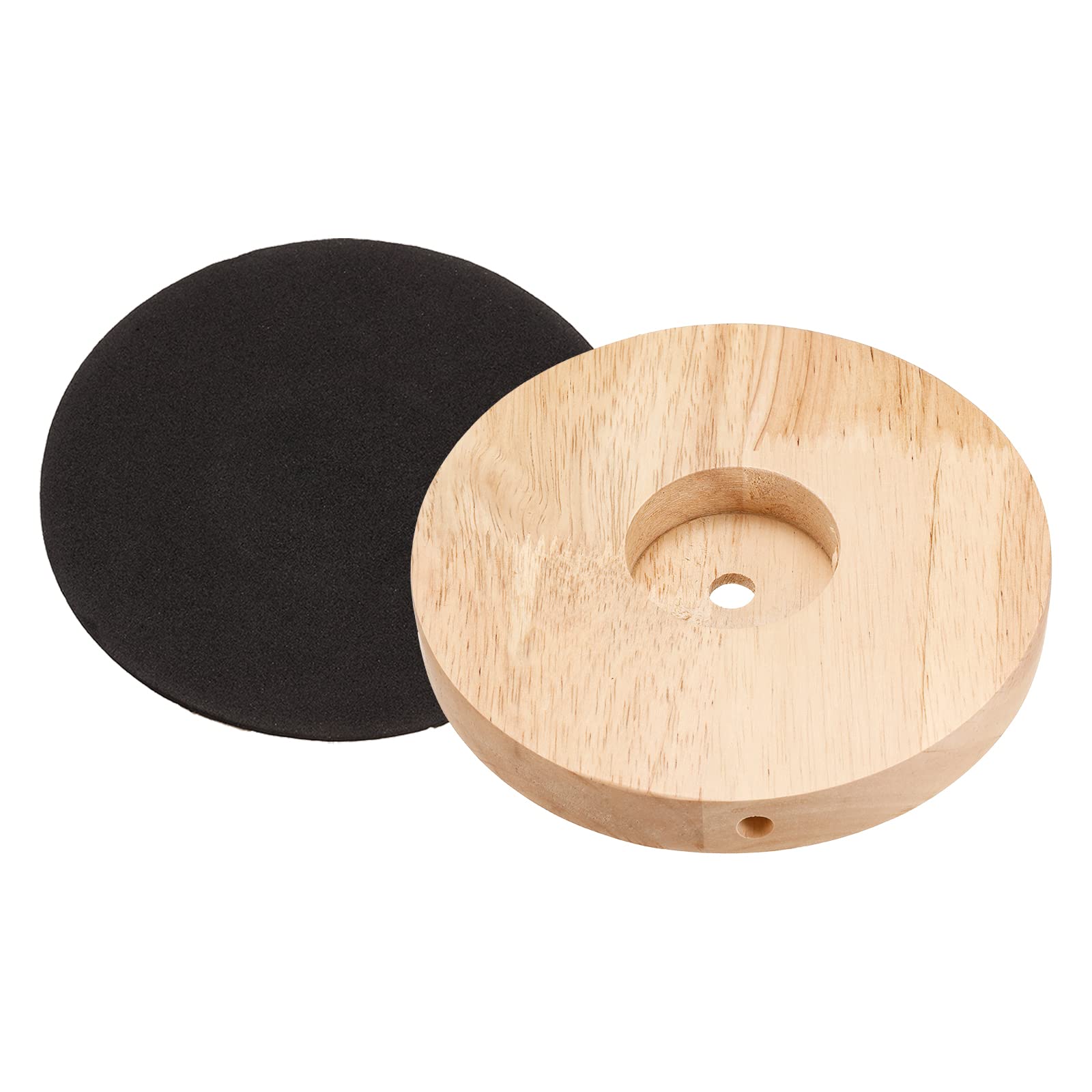 PATIKIL 150mm Wooden Lamp Base, 1 Pack Circular Solid Wooden Base Wood Desk Lamp Stand Replacement for Table Lamps DIY