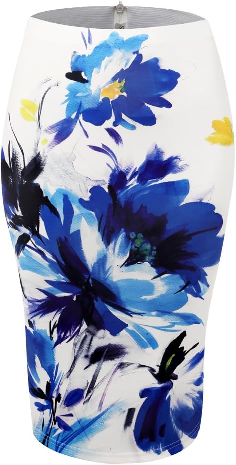 Stormmall Women Print Midi Pencil Skirt for Office Wear (XXL, 92)