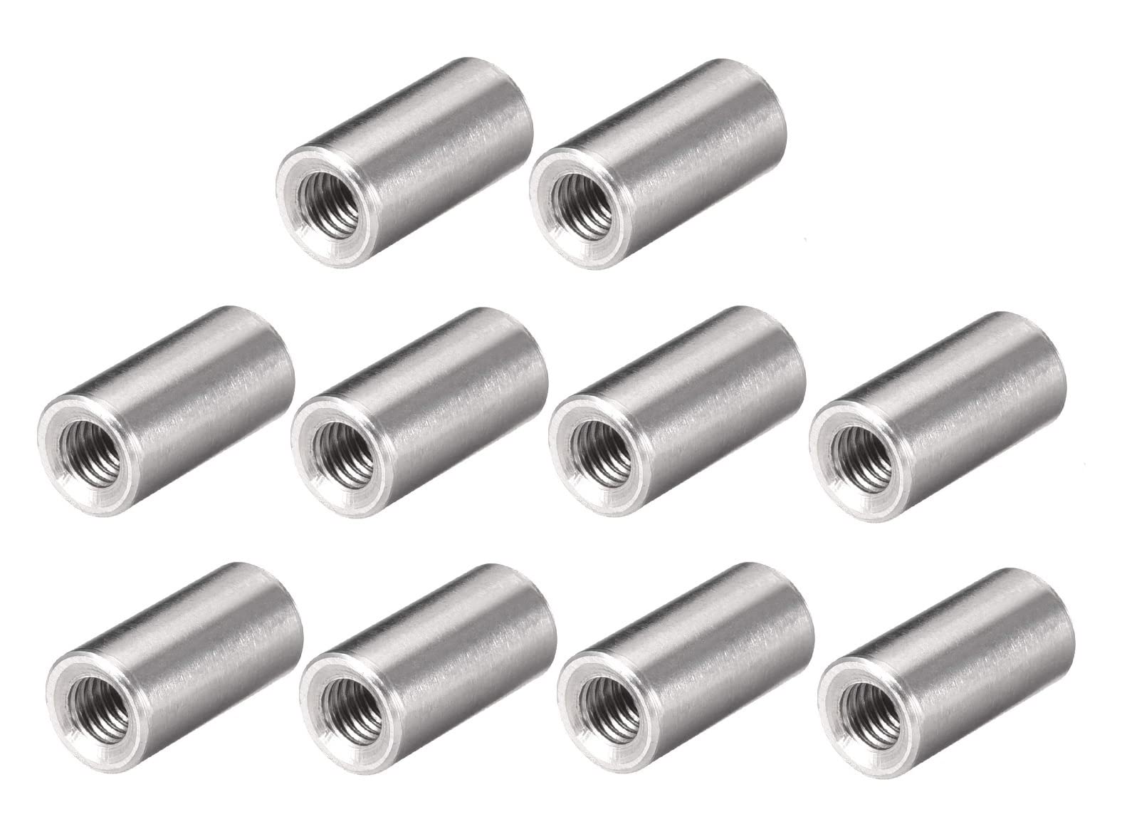TERF® M12 (12mm) X 35mm Long Round Coupling Nut Female Threaded Bar Rod Studding Connector Round Deep Nut For Home Office Workshop Industrial Constructor and Multi Purpose Use - Pack of 10