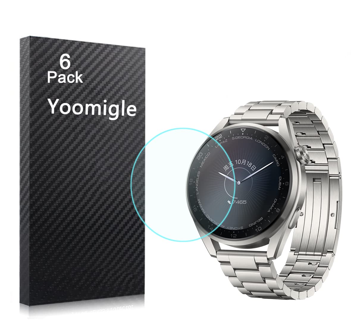 Yoomigle 6 Pack Compatible with Huawei Watch 3 Pro Screen Protector Film for Huawei Watch 3 Pro Smartwatch Screen Protectors Foils Screen Cover Crystal Clear HD Anti-Scratch Anti-Fingerprint