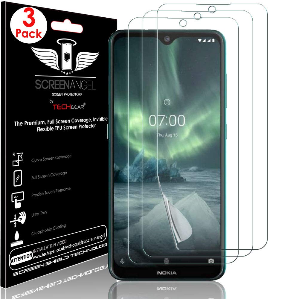 TECHGEAR [3 Pack Screen Protector fits Nokia 7.2 [Screen Angel Edition] [Case Friendly] [Bubble Free] [FULL Screen Coverage] HD Clear Flexible TPU Film