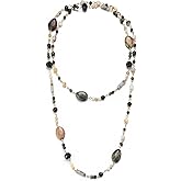 FULU AUTUMN Beaded Long Necklaces for Women Dainty Natural Stone Bead Long Necklace Birthday Gifts for Women Boho Costume Jewelry