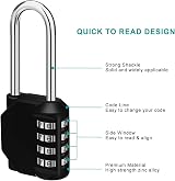ZHEGE Long Shackle Padlock 4-Digit Combination 2 Pack Black Outdoor view 3
