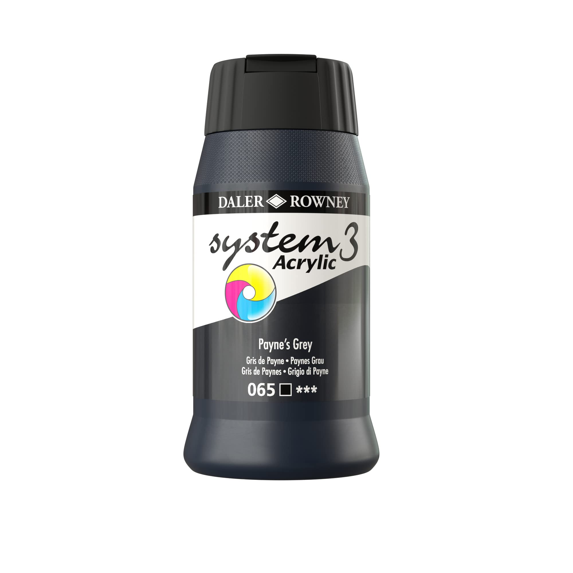 Daler-Rowney System3 Acrylic Paint, Plastic Pot, 16.91oz - 500 ml, Payne's Grey