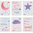FINGERINSPIRE 6pcs Moon and Star Stencil, Clouds Stencil 11.7x8.3 inch Reusable Star Template, Good Night Baby Room Drawing Stencil for Painting on Wood, Wall, Floor and Tile