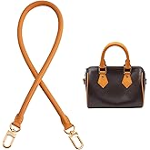 KIYOMIL Bag Genuine Vachetta Leather Shoulder Short Strap Replacement Fit for Graceful Damier or Speedy25 30 35 Bag Brown Rolled Straps Tan(Length:27.5in-DEEP BEESWAX)