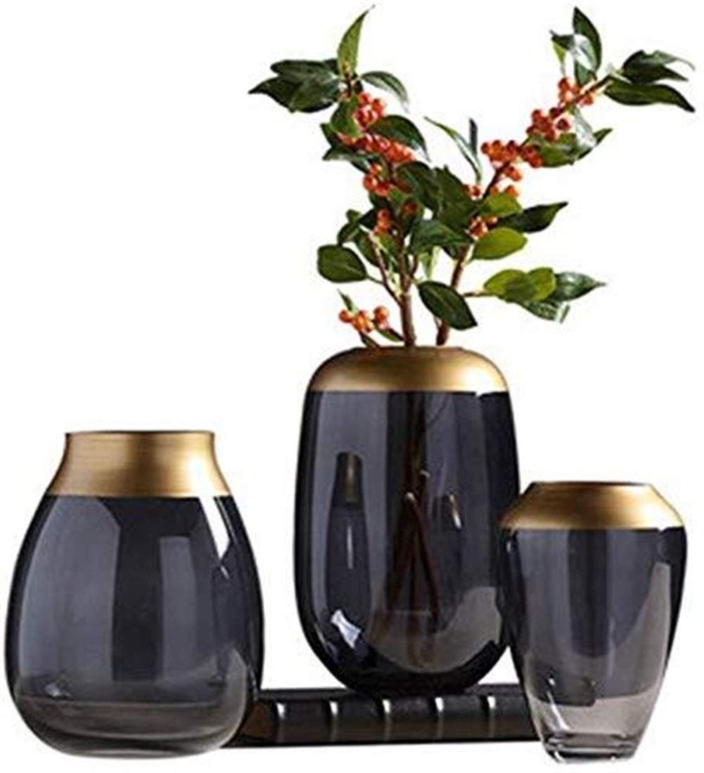 FENGRONG Vase decoration Stylish Simplicity Ceramic Black Vase Candlestick Gold Decorative Table Core Wedding Housewarming
