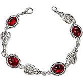 Punk Goth Oval Shape Glass Vampire Bat Beaded Bracelet for Women Men Antique Silver Plated Vintage Statement Bangles Gothic Bracelets Jewelry Adjustable Chain Halloween Party Gifts for Mom Wife