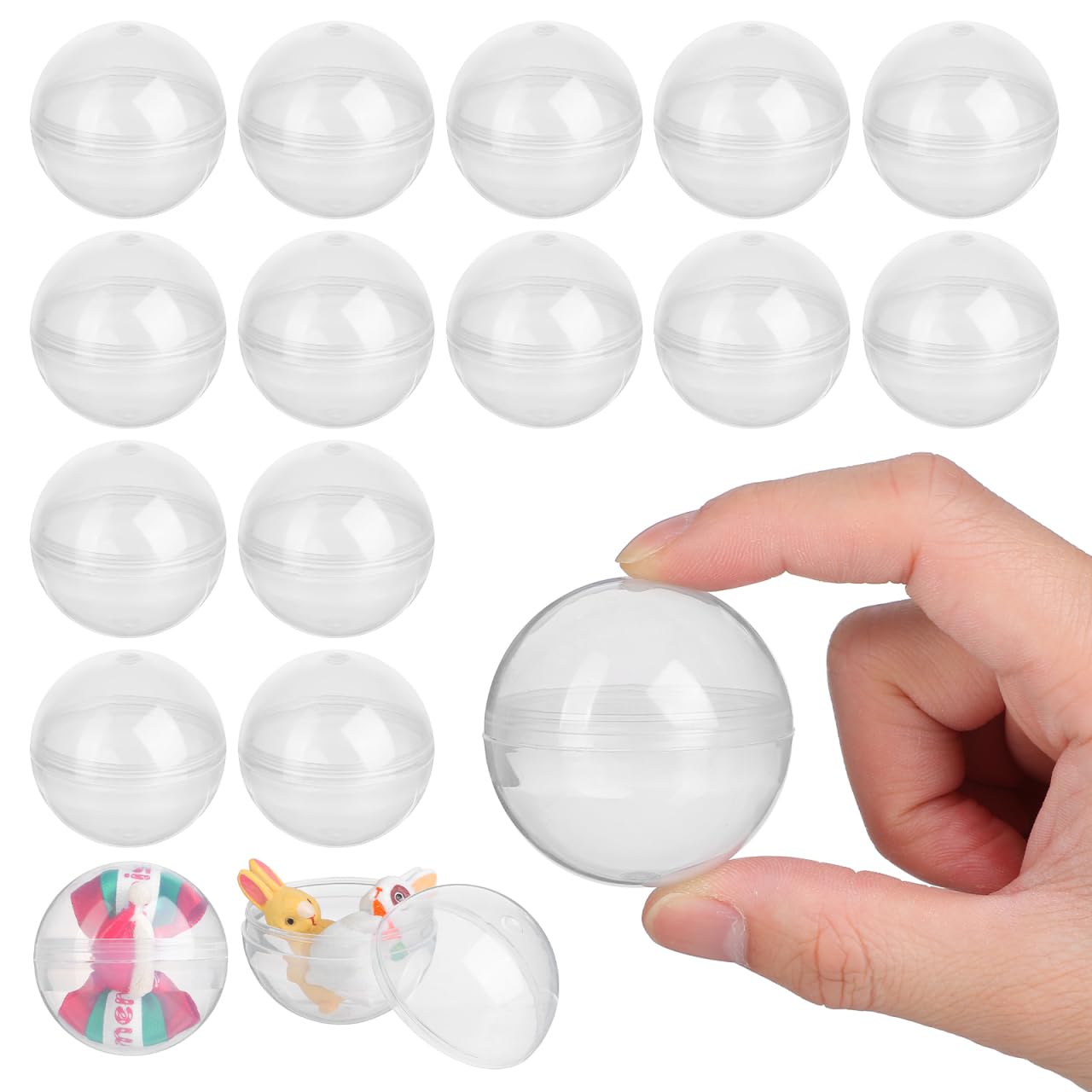 HOMSFOU 50pcs Empty Clear Round Capsules for Toy Gumball Machines 45MM Clear Fillable Ornaments Ball Plastic Containers Surprise for Kids Party Favor Prize Vending Machine Toys