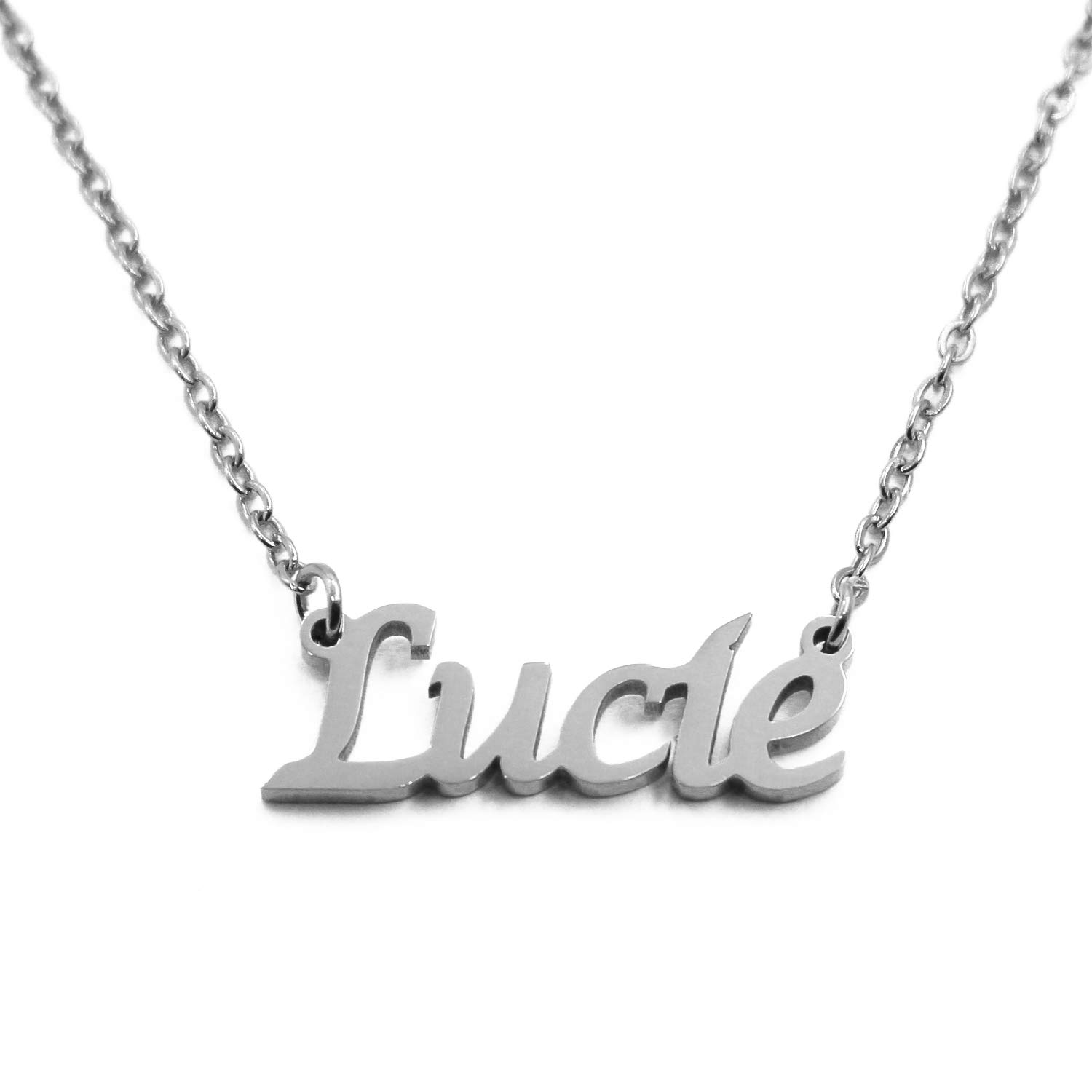 Kigu Lucie Personalised Name Necklace -Silver Tone-Custom Dainty Name Pendants, Jewellery for Ladies, Girlfriend, Mother, Sister, Friends