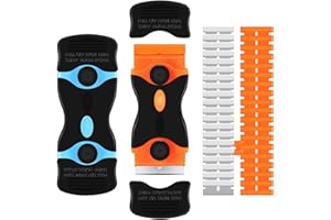 2 Pcs Razor Blade Scraper, Dual-Head Multi-Surface Scraper with 40 Blades for Glass Stove Top & Windows, Blue & Orange