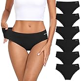coskefy Women's Underwear Cotton Hipster Panties Low Rise Briefs Soft Strench Breathable Ladies Bikini Underwear 6 Pack