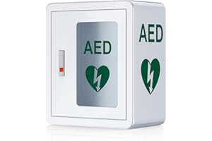 ZIPOWEY AED Cabinet, First Aid AED Defibrillator Wall Mounted Storage Cabinet, Stainless Steel Snap Lock, Fits All Brands Cardiac Science for Home, Public Places, 14 x 7.8 x 15.7 Inch