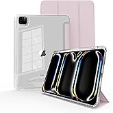 Mygroo for iPad Pro 11 inch case (M4/M5) 2025/2024,Case for iPad Pro 11 with Pencil Holder（Model No.A2837,A3006）, Slim Smart Cover with Clear Back Shell for 2024 iPad Pro11 Inch M4,Transparent Pink