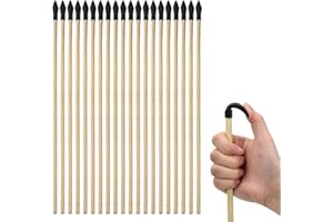 Basbon 20 Pcs Wooden Arrows Soft Rubber Tips, 17 Inch Handmade Wooden Toy Arrow for Kids and Beginners, Archery Bows Outdoor Play Cosplay Costume Decoration