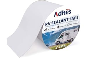 ADHES TAPE PURSUIT OF PERFECTION ADHES White Butyl Sealant Tape 6 Inch x 50 FT – Single-Sided Waterproof RV Roof Repair Tape, Leak-Proof Sealant for Camper, Window, Skylight, and Roof Edge