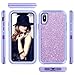 DUEDUE iPhone X Case, iPhone Xs Case, Shockproof Slim Lightweight Glitter Sparkle Bling Soft TPU Bumper Case for iPhone Xs 5.8 inch/iPhone X for Girls Women, Purple/Glitter