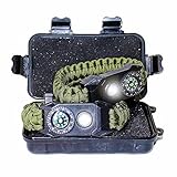 TRSCIND Survival Paracord Bracelet Camping Safety Set of 2 - Hiking Multi Tool with LED Light, Emergency Whistle, Working Compass Bracelet, Camp Fire Starter 6-in1 Set