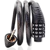 Jokmae 4-Digit Resettable Combination Cable Lock, 32-Inch Bike Lock | 10 mm PVC-coated braided steel cable for bicycles, scooters, and skateboards