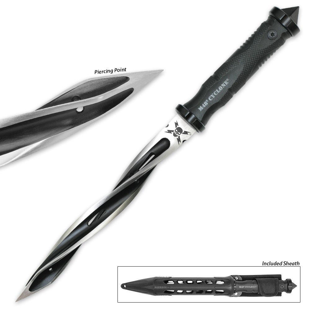 M48 Cyclone TriEdged Spiraling Dagger Knife With Custom Vortec Sheath