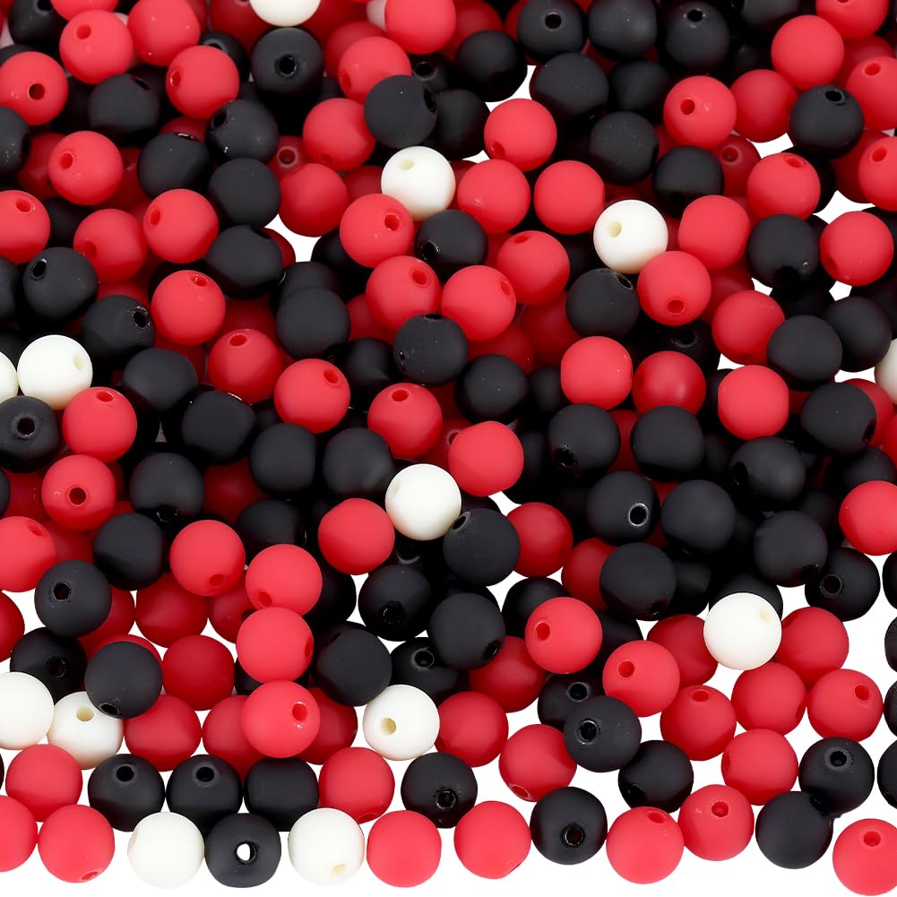 SOFPLATE 1 Box 500Pcs Acrylic Round Beads Bubble Gum Bead Bulk Black Red White Plastic Frosted Balls Bubblegum Pastel Matte Loose Beads for jewellery Making Bracelets Beading Necklaces Earrings Crafts