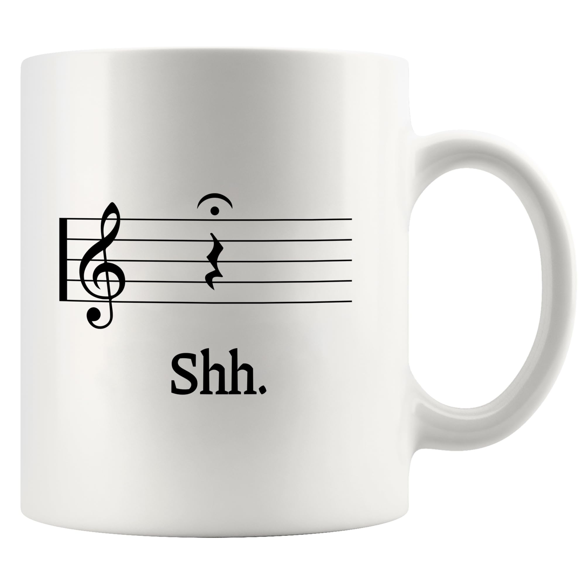 Photo 1 of Music Shh Musicians Gifts Music Teacher Gifts Funny Musicians Mug Quarter Rest and Fermata Pianist Choir Director Novelty Drinkware Ceramic Mug 11 oz White