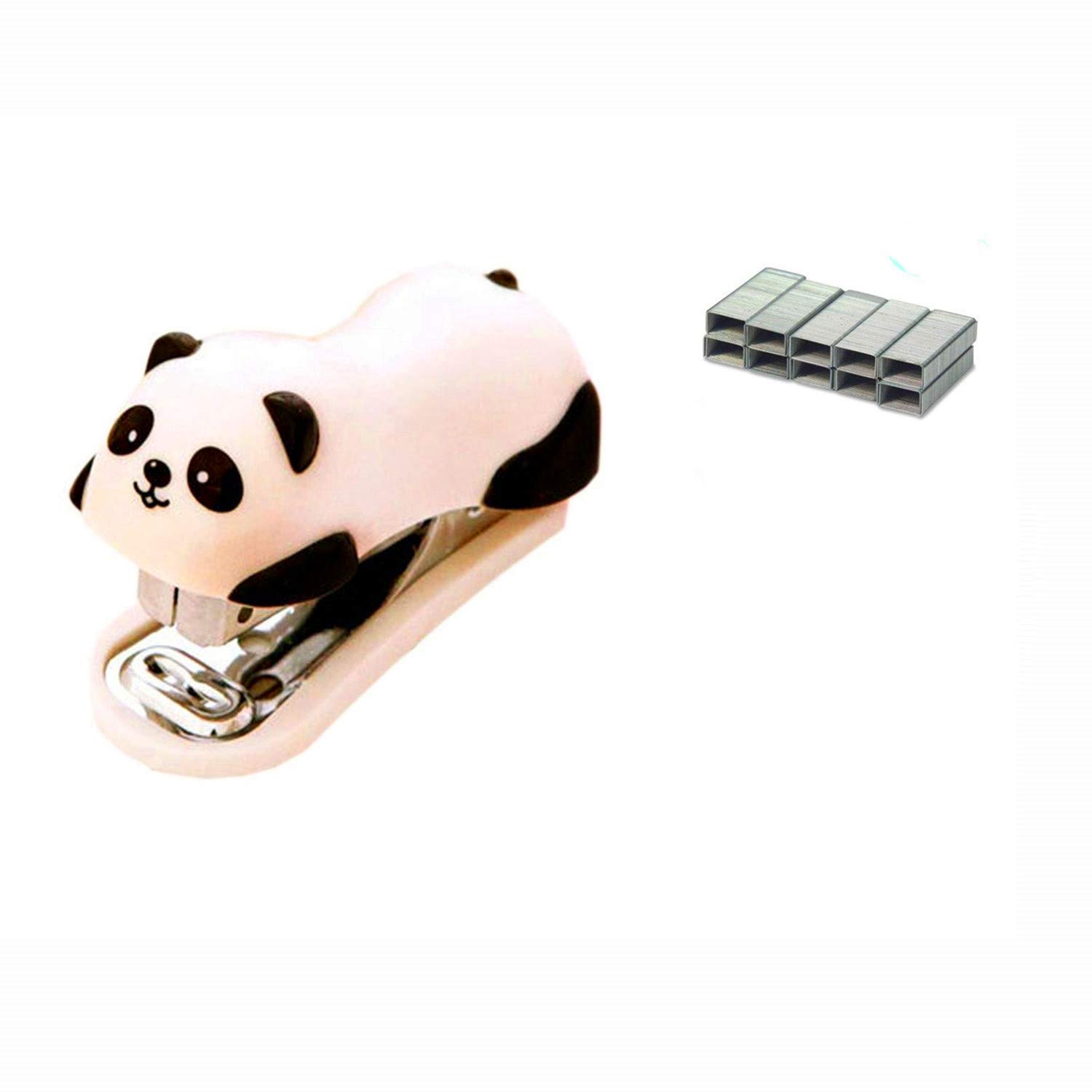 Siganorpy Portable Mini Cute Panda Desktop Stapler Set with 1000PCS No.10 Staples for Office School Home or Travel Use …
