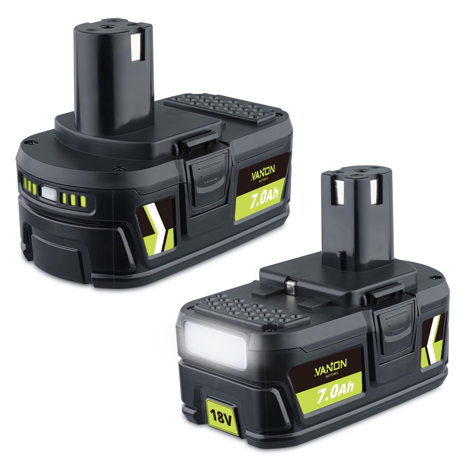 Photo 1 of ****** ONLY 1 **** VANON 7.0Ah P108 18v Replacement for ryobi 18v Battery 2 Pack Lithium Ion High Capacity Batteries Compatible with P108 P102 P103 P104 P105 P106 P107 P109 P122 BPL18151 BPL1820 Cordless Tool