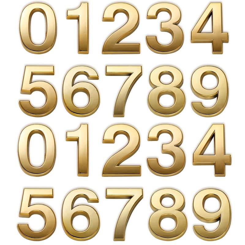 Photo 1 of HopeWan Gold Mailbox Numbers, 2 Inch Door Address Number Stickers for Front Door, Apartment or Office Room Decoration Project, Pack of 2 Sets, 20 Pcs.