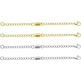 Qulltk Magnetic Necklace Extender Silver and 14K Gold Adjustable Chain Extenders for Necklaces,Magnetic Jewelry Clasps and Closures for Women