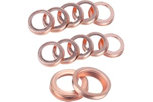 Miytsya 12 PCS Oil Drainage Gasket, O.D 17mm Copper Crush Washer Oil Drain Plug Gasket, Fits Nissan/Infiniti G35 G37/Ford, Replace 11026-01M02, F4XY-6734-A, 11026-01M02, 11026-JA00A (Silver)
