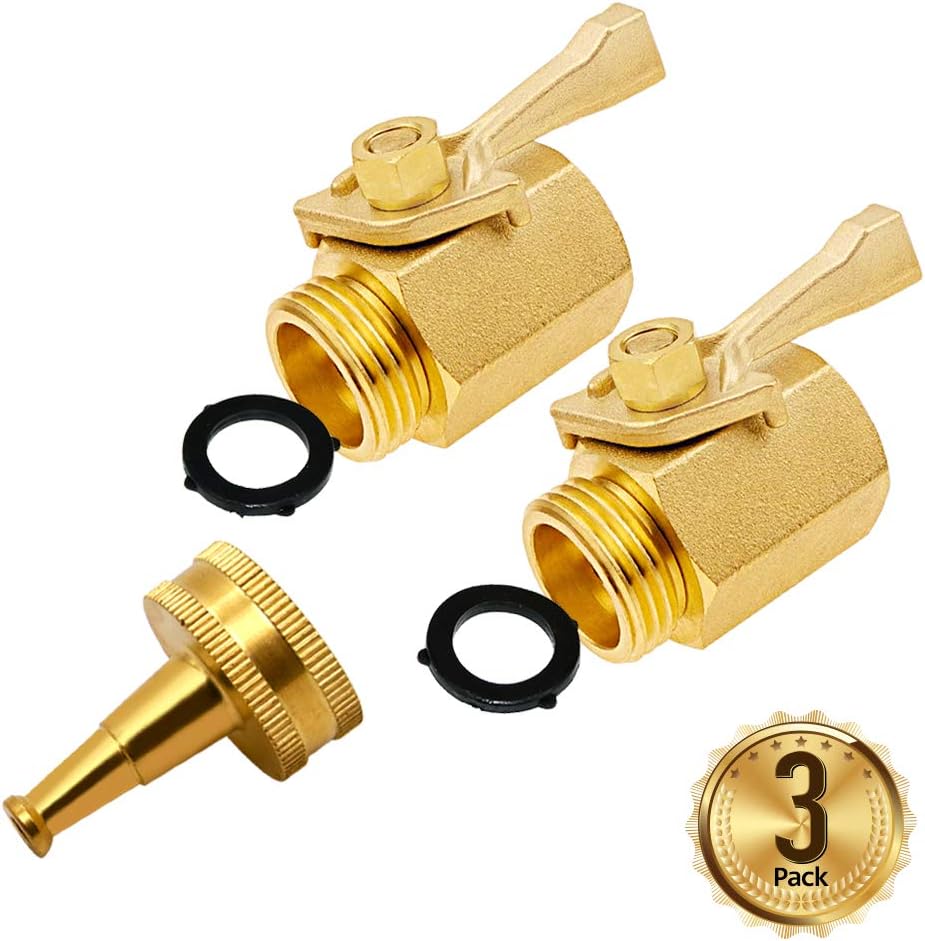 2 Pcs Super Heavy Duty Brass Garden Hose Shut Off Valve 3