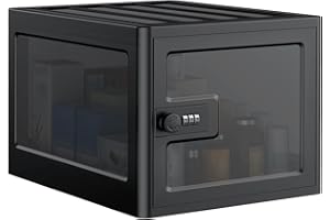 Uniclife Black Medicine Lock Box with Combination Lock 13 L Large Locking Medication Box Lockable Storage Box for Personal Items Phones Food & Snacks Stackable Fridge Lock Box for Home Office