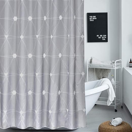 Amazon Com Seavish Fabric Shower Curtain 72 X 72 Grey Diamond