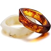 4 Pcs Square Acrylic Resin Bangle Bracelets Wide Irregular Geometric Plastic Bracelet Wristbands for Women Jewelry Set