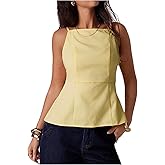 MakeMeChic Women's Cami Top Babydoll Spaghetti Strap Sleeveless Ruffle Going Out Tops
