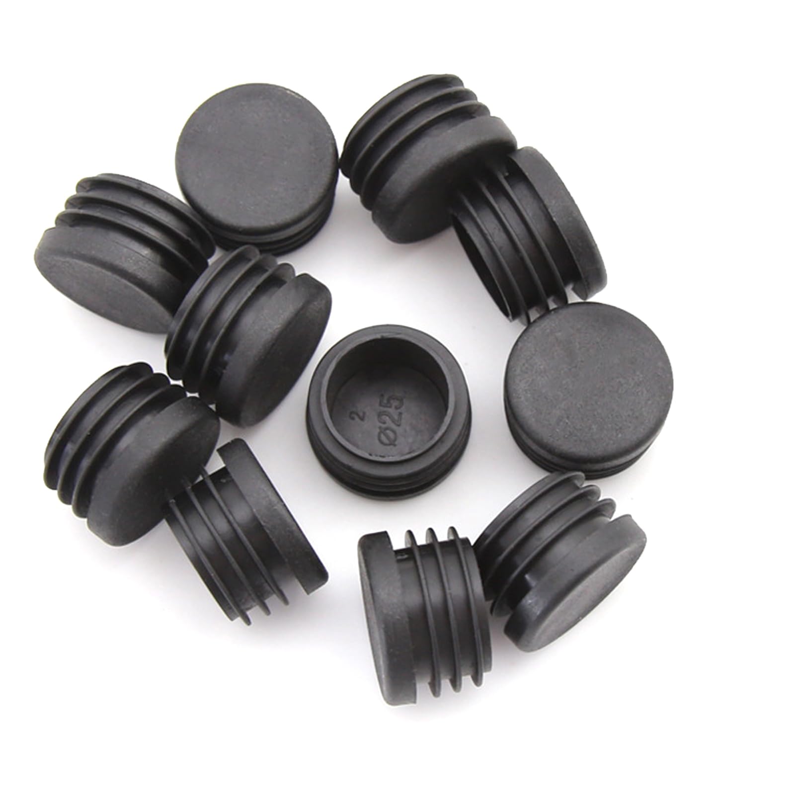 25mm Black Plastic Plugs, Black Round Tube Covers, Inner End Caps for Chairs Desks Tables Foot Furniture Pipe, 20 Pcs — image 1