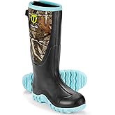TIDEWE Rubber Boots for Women with Steel Shank, Waterproof Rain Boots Multi-Season, 6mm Neoprene Sturdy Rubber Outdoor Hunting Boots Next Camo G2 (Pink & Green)