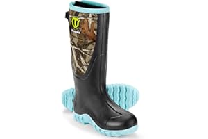 TIDEWE Rubber Boots for Women with Steel Shank, Waterproof Rain Boots Multi-Season, 6mm Neoprene Sturdy Rubber Outdoor Hunting Boots Next Camo G2 (Pink & Green)