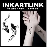 INKARTLINK Semi Permanent Tattoo 3 Sheets Yin Yang Fish Design | Temporary Tattoo with realistic symbolic art, waterproof wear, no adhesive and lasts 1-2 weeks. Great for parties.