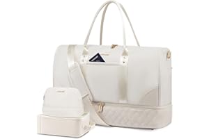 LOVEVOOK Travel Bag,Weekender Bag for Women Travel Duffle Bag with Shoe Compartment,Carry on Overnight Bag with Wet Pocket,Gym Yoga Duffel Bag,Hospital Bags for Labor and Delivery,3 Pcs Set