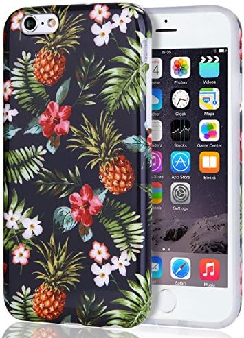 iPhone 6 Plus Case, Pineapple iPhone 6s Plus Case for Girls, Women Cute Clear Slim Shockproof Glossy TPU Soft Rubber Silicone Black Green Cover Phone Case for iPhone 6 Plus/iPhone 6s Plus