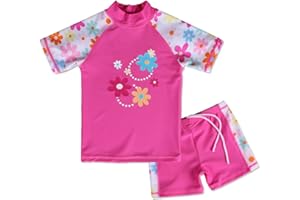 BAOHULU Girls Swimsuit Two Piece Tankini UPF 50+ UV Protective Rash Guard Set 3-12 Years