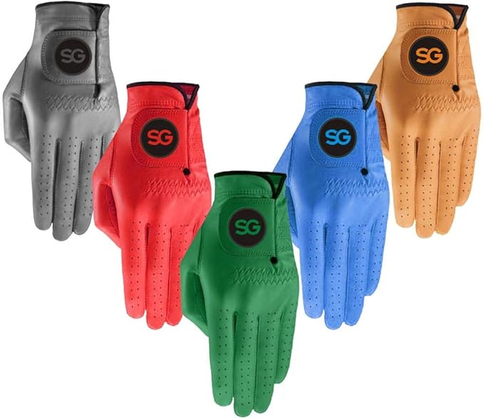 SG Men Colored Cabretta Leather Golf Gloves Colors Available MultiPack