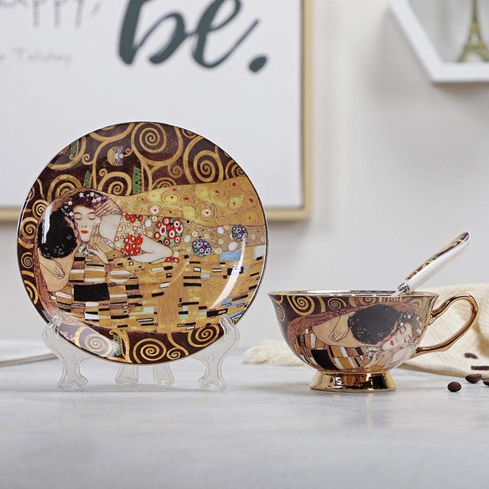 UANOU Fine Bone China Tea Cup Spoon And Saucer Set 3 Pieces Advanced Royal Classical Afternoon Tea Cups Ceramic Art Tea Coffee Cup